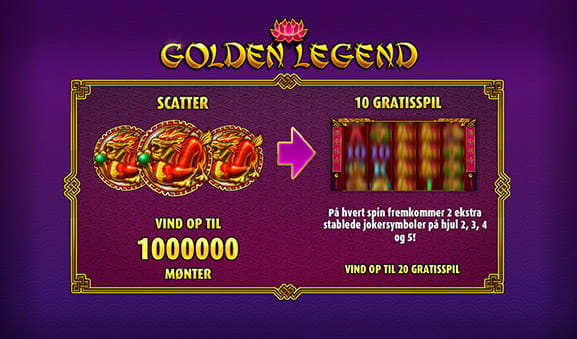 Eksempel p? starten af Golden Legend, som kan spilles p? de bedste online casinoer