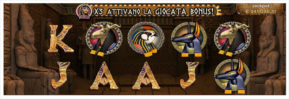 Una schermata della jackpot slot Rise of the Pharaohs