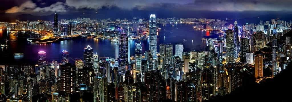 Hong Kong skyline.