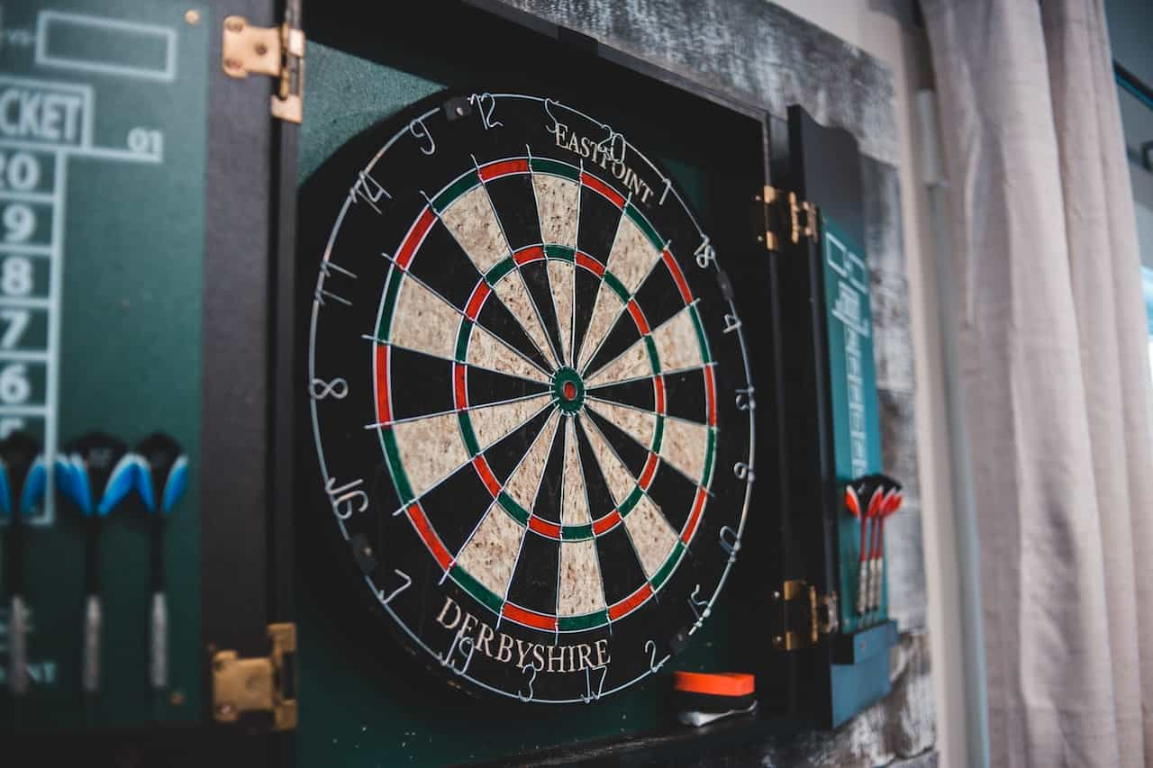 A dartboard in a pub.