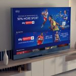 A TV screen displaying sky sports 2024 offering.